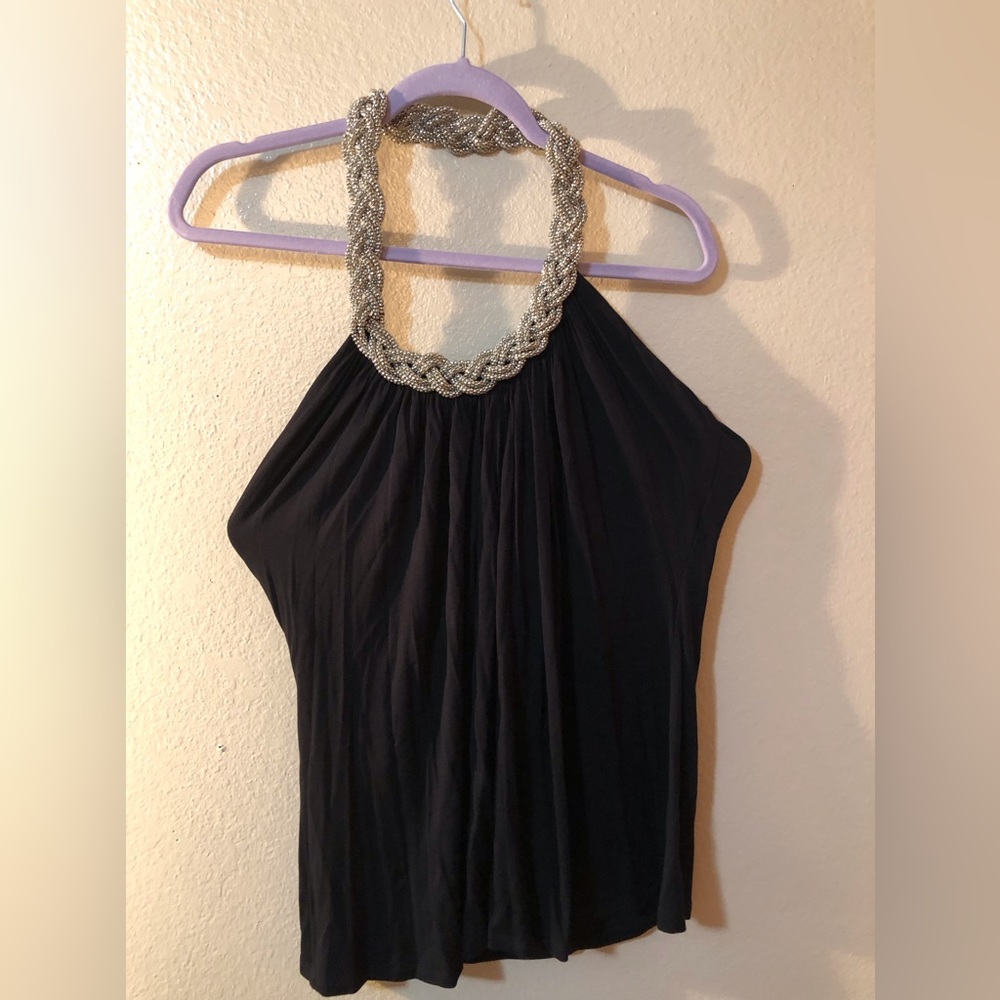 Cable & Gauge black and metal halter top. Large